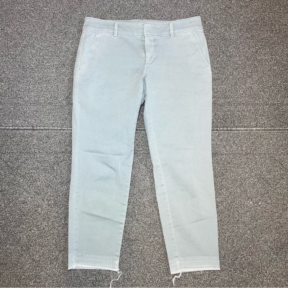 Loft Original Crop Pants Womens Size 6P Green Raw Hem Stretch Beach Preppy